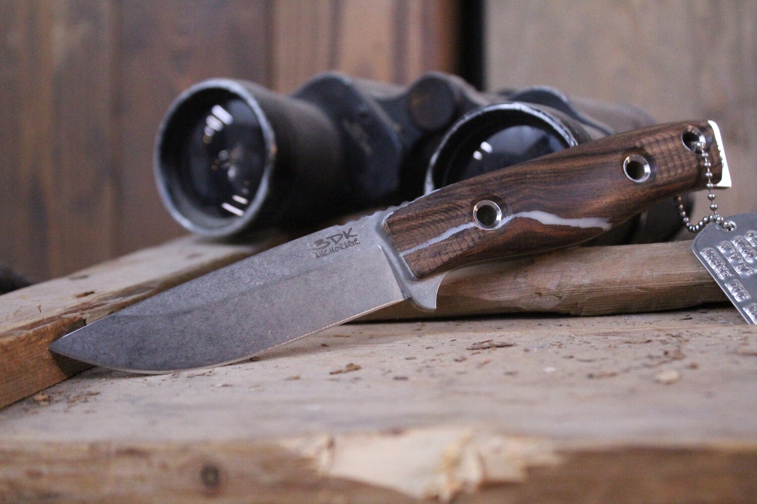 3DK MAK 4&quot; Fixed Drop Point, M390 Blade /  Ironwood &amp; Resin Handle