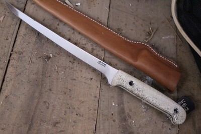 3DK Fisher 8" Fillet Knife,  Walrus Jaw Bone Handle