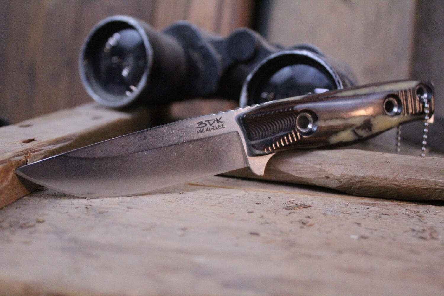 3DK MAK 4&quot; Fixed Drop Point, K110 Blade /  Ironwood &amp; Resin Handle