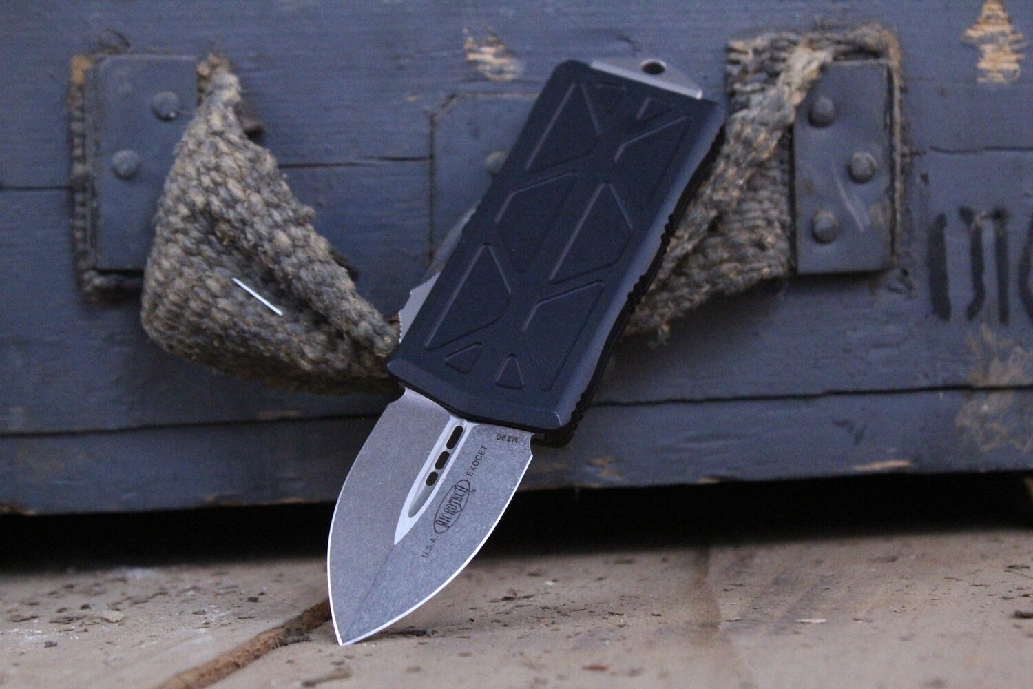 Microtech Exocet 1.98&quot; OTF Automatic Knife / Satin / Black / M390