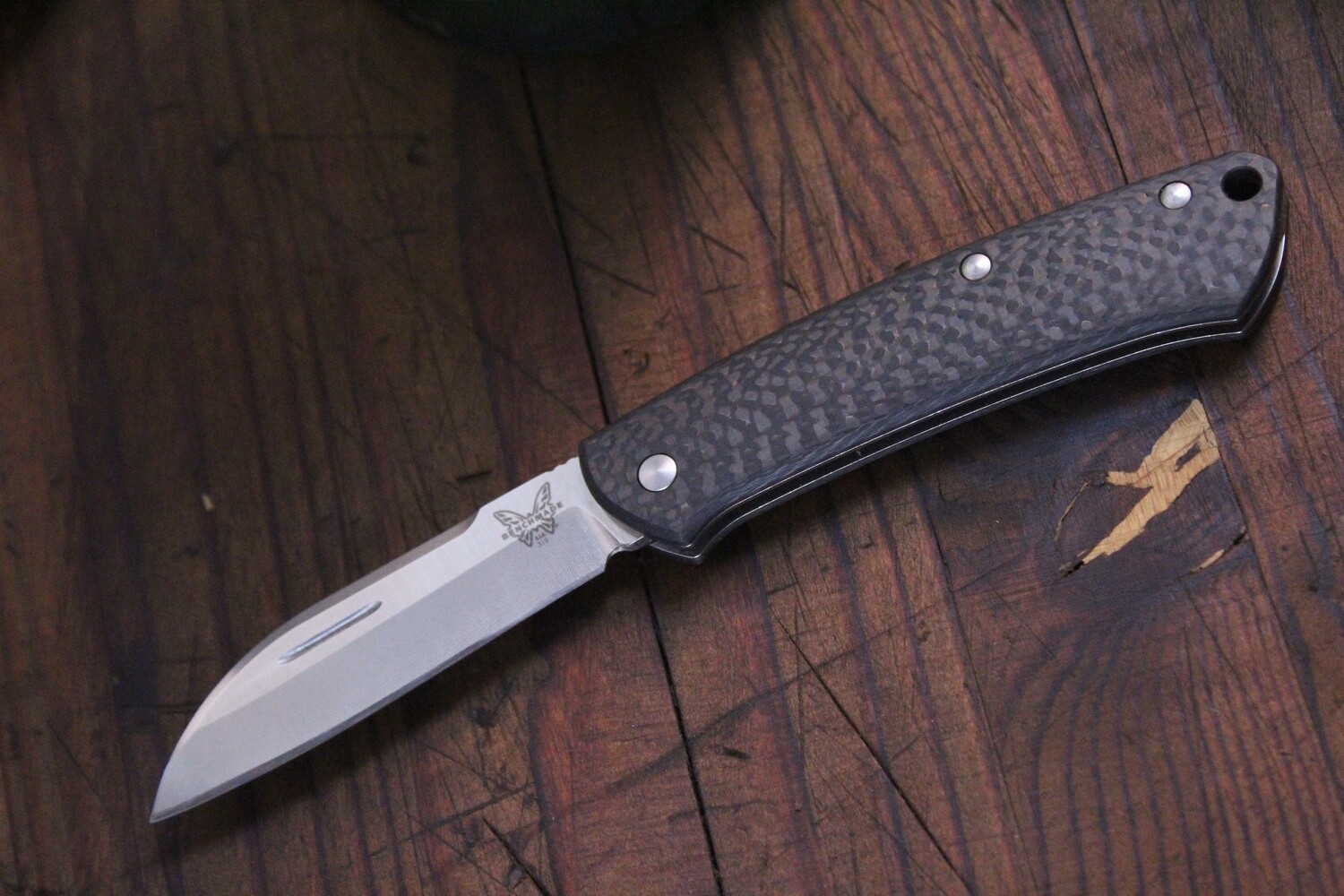 Benchmade Proper 2.8&quot; Sheepsfoot Slip Joint Knife / Carbon Fiber / Stonewash S30V ( Pre Owned )