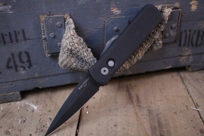 Pro-Tech Godson 3.15" Automatic Knife / Black Aluminum / Black 154CM