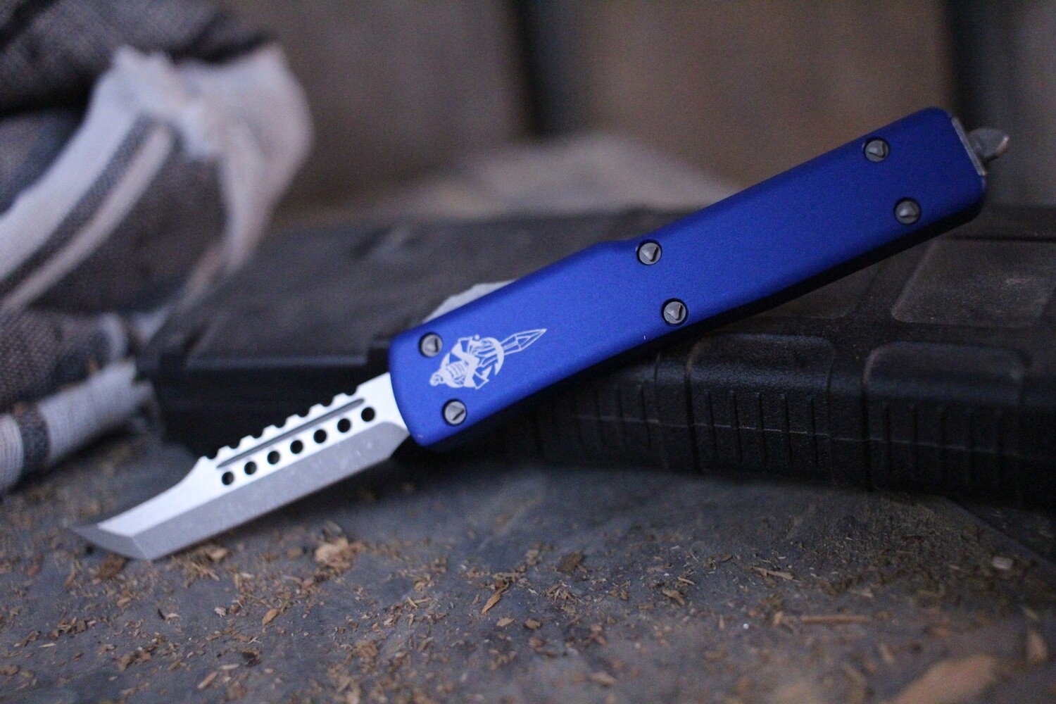 Microtech Signature Series UTX-70 Hellhound 2.41&quot; OTF Automatic Knife / Apocalyptic / Blue