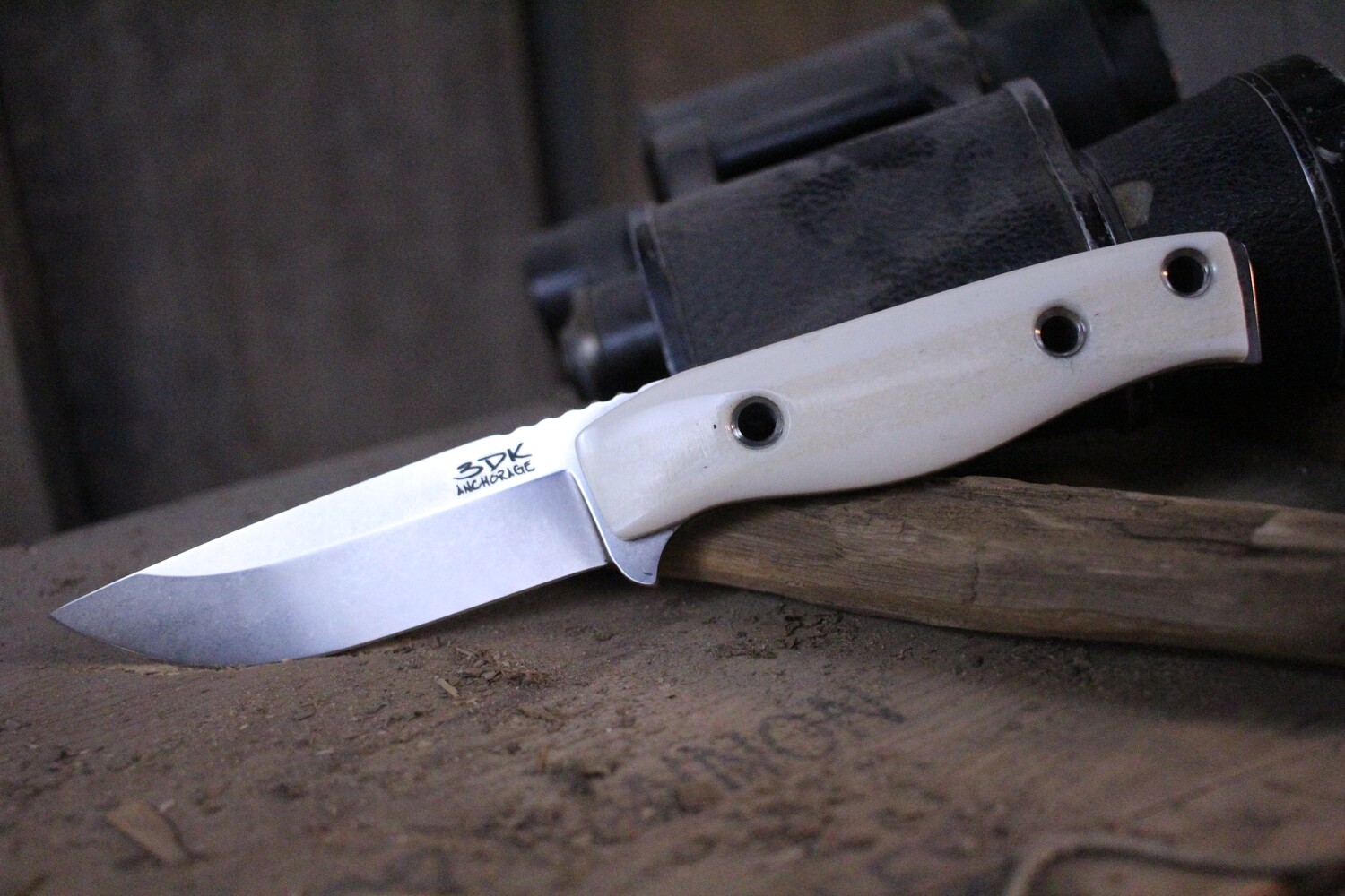 3DK MAK 4&quot; Fixed Drop Point, Elmax Blade / Fossilized Walrus Ivory