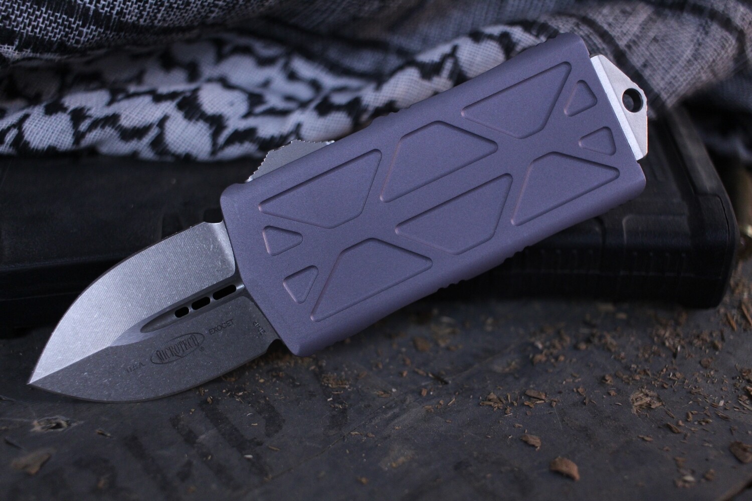Microtech Exocet Dagger 1.9&quot; CA Legal OTF Automatic Knife / Gray / Stonewash
