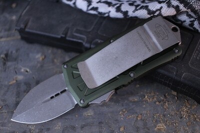 Microtech Exocet Dagger 1.9" CA Legal OTF Automatic Knife / OD Green / Apocalyptic