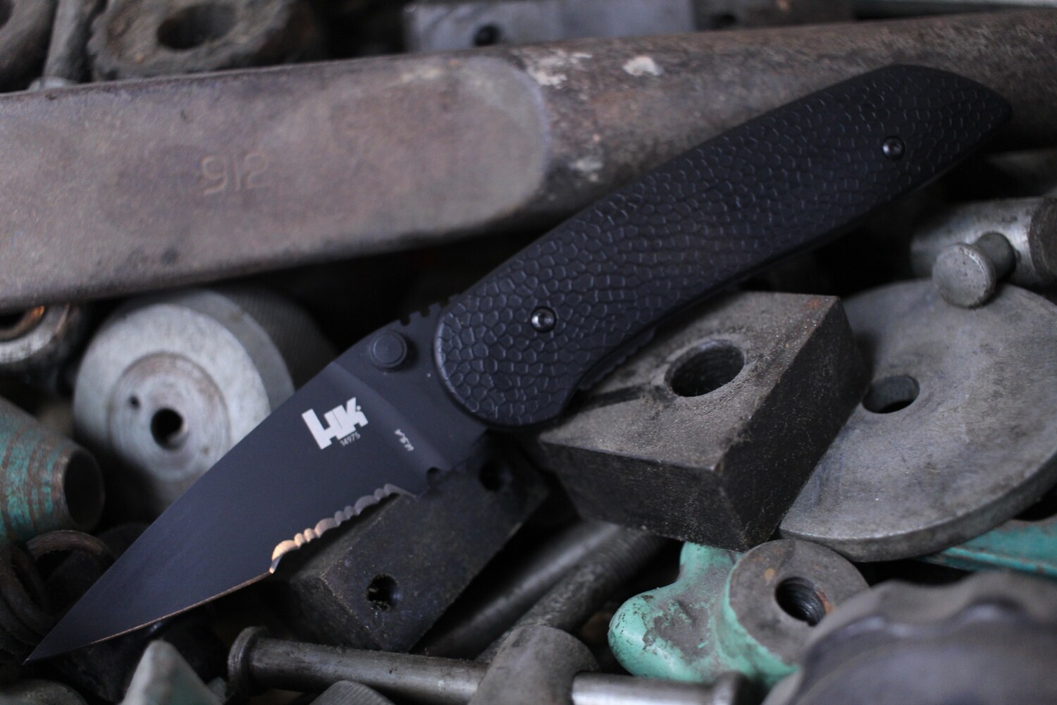 H&amp;K Scorch 3.16&quot; Dual Action Automatic Knife / Black GFN / Black Spear Point / N680 ( Pre Owned )