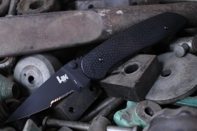 H&amp;K Scorch 3.16&quot; Dual Action Automatic Knife / Black GFN / Black Spear Point / N680 ( Pre Owned )