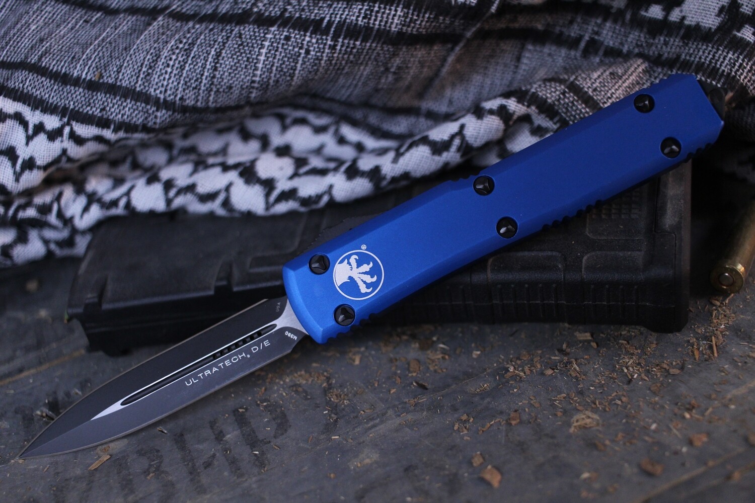Microtech Ultratech D/E 3.4&quot; OTF Automatic Knife / Blue / Black
