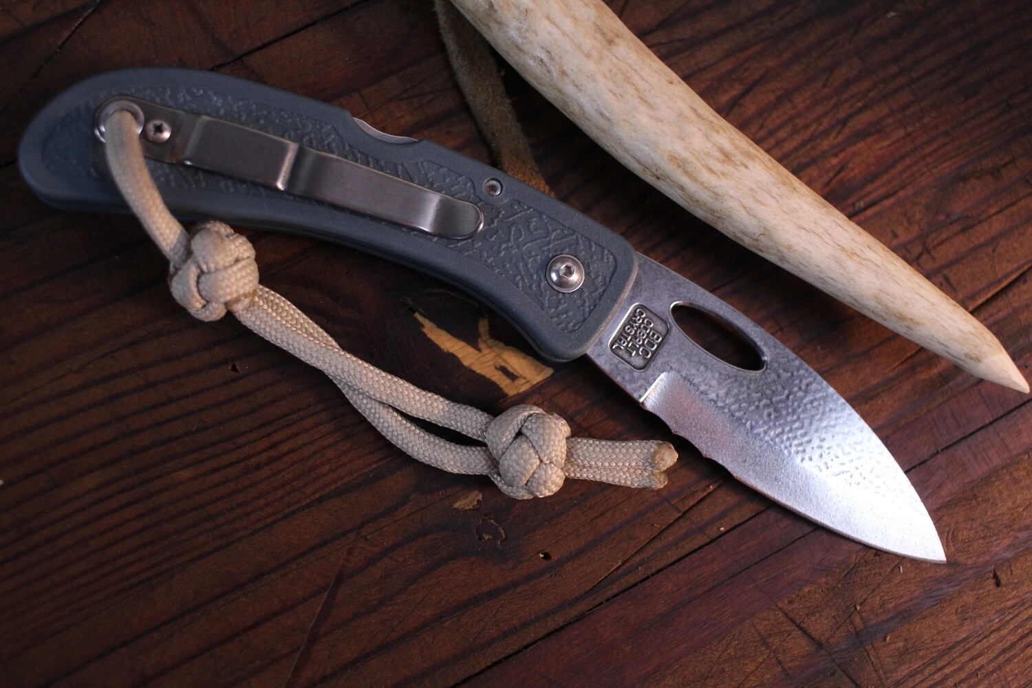 Boye Pointed Tip 3&quot; Folding Knife With Marlin Spike / Blue GFN / &quot;As Cast Finish&quot;