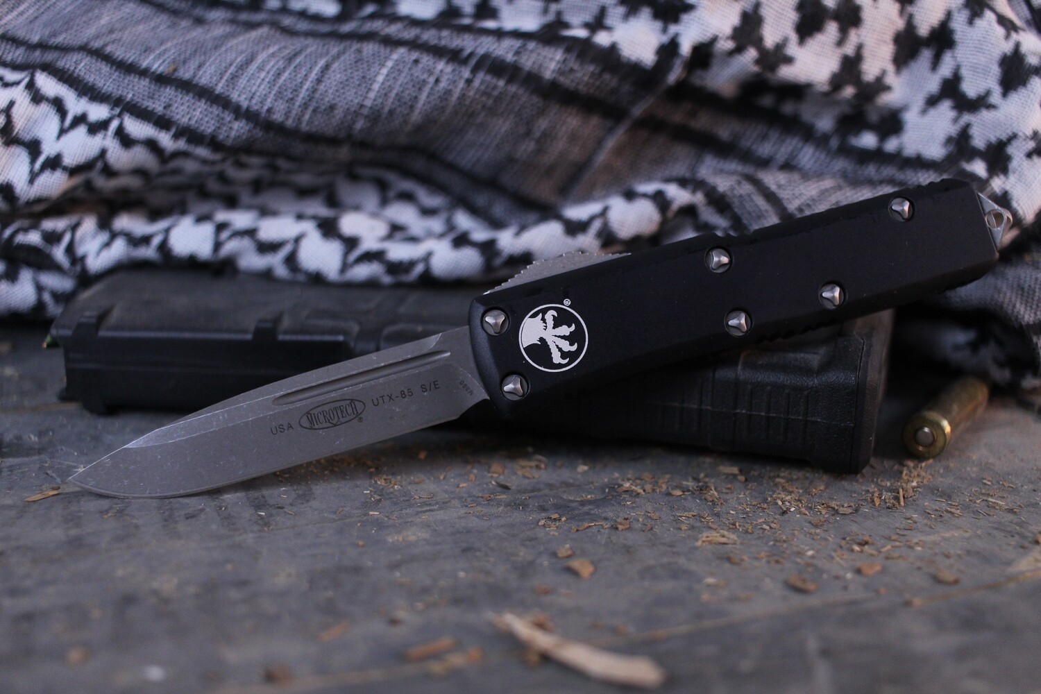 Microtech UTX-85 S/E 3.125&quot; OTF Automatic Knife / Black / Apocalyptic