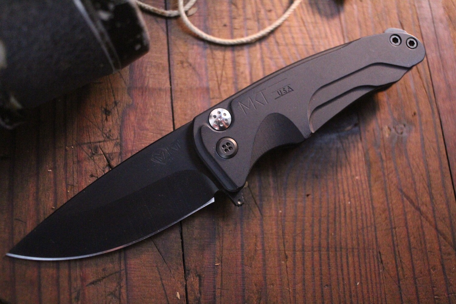 Medford Knife and Tool (MKT) Smooth Criminal 3&quot; Plunge Lock Flipper Knife, Green Handle / PVD Coated S35VN ( Pre Owned )