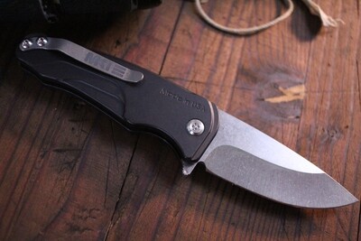 Medford Knife and Tool (MKT) Smooth Criminal 3" Plunge Lock Flipper Knife, Black / Tumbled ( Pre Owned )