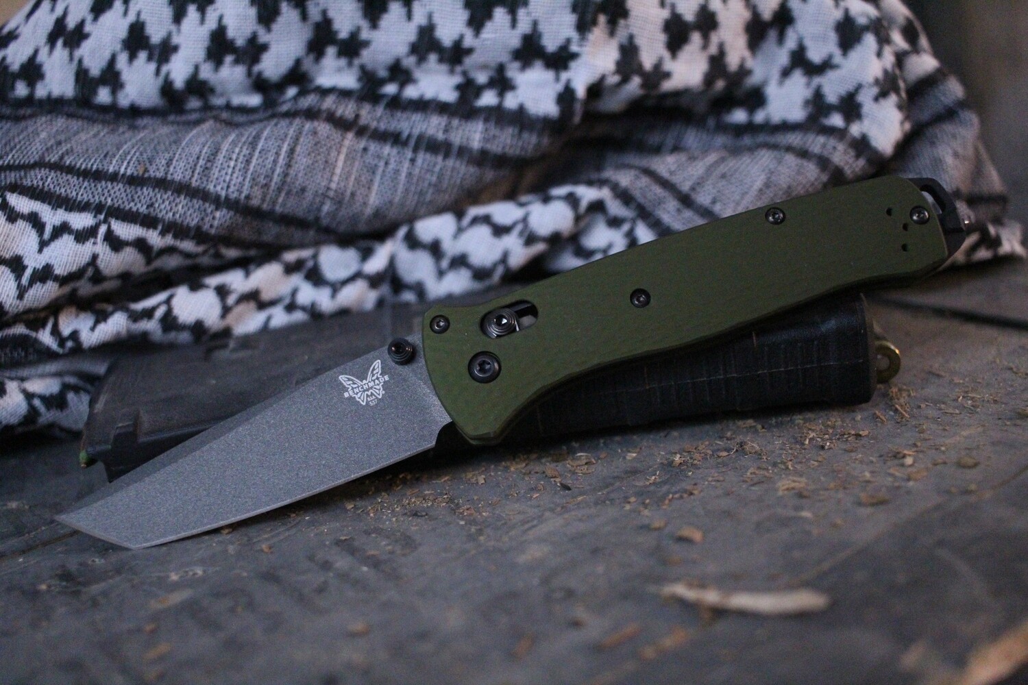 Benchmade Bailout 3.38&quot; Tanto AXIS Lock Knife / Woodland Green Aluminum / Gray / M4 ( Prototype )