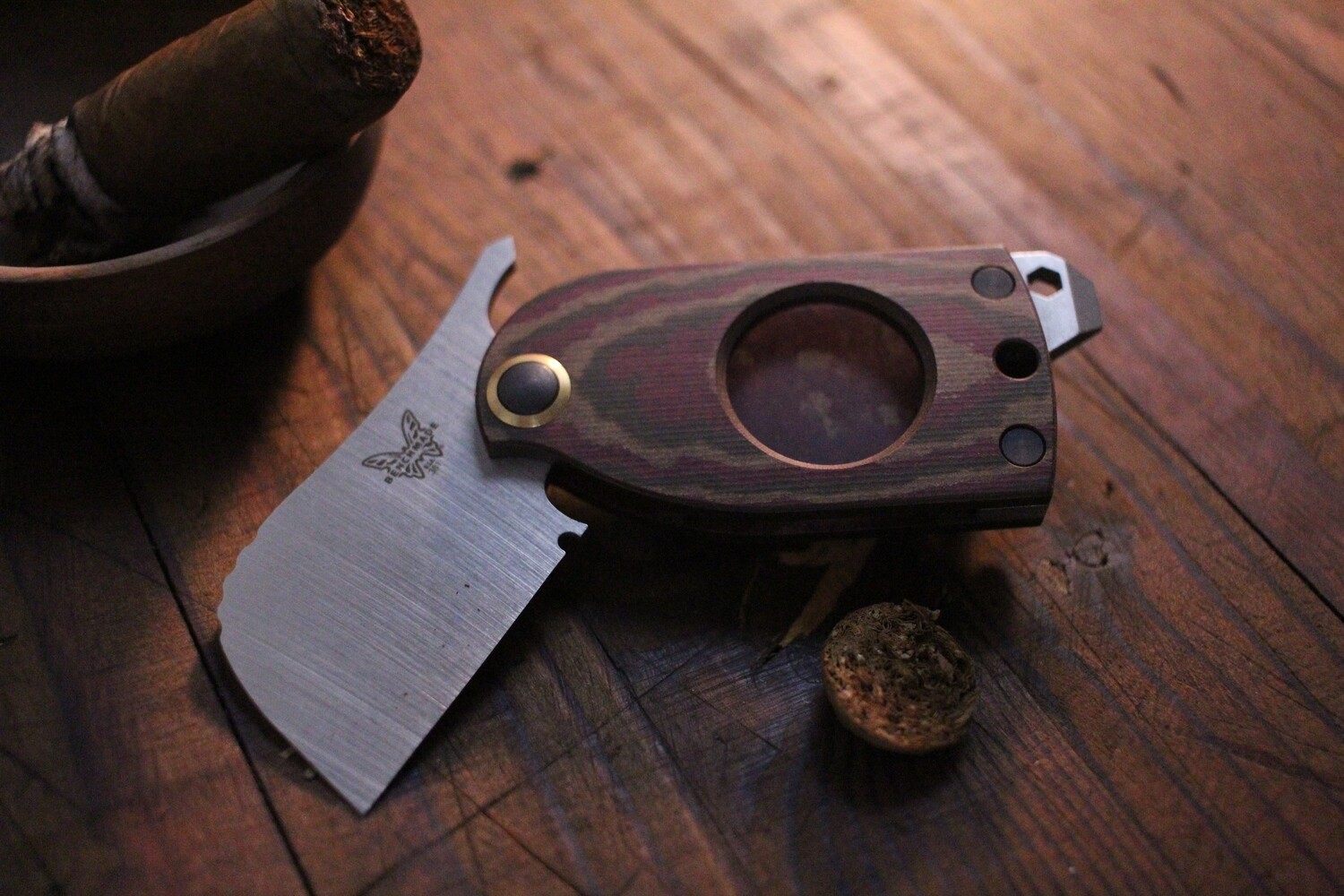 Benchmade Aller Fumee 1.6&quot; Friction Folder Knife / Chocolate / Brown &amp; Red Richlite / Satin ( Prototype )