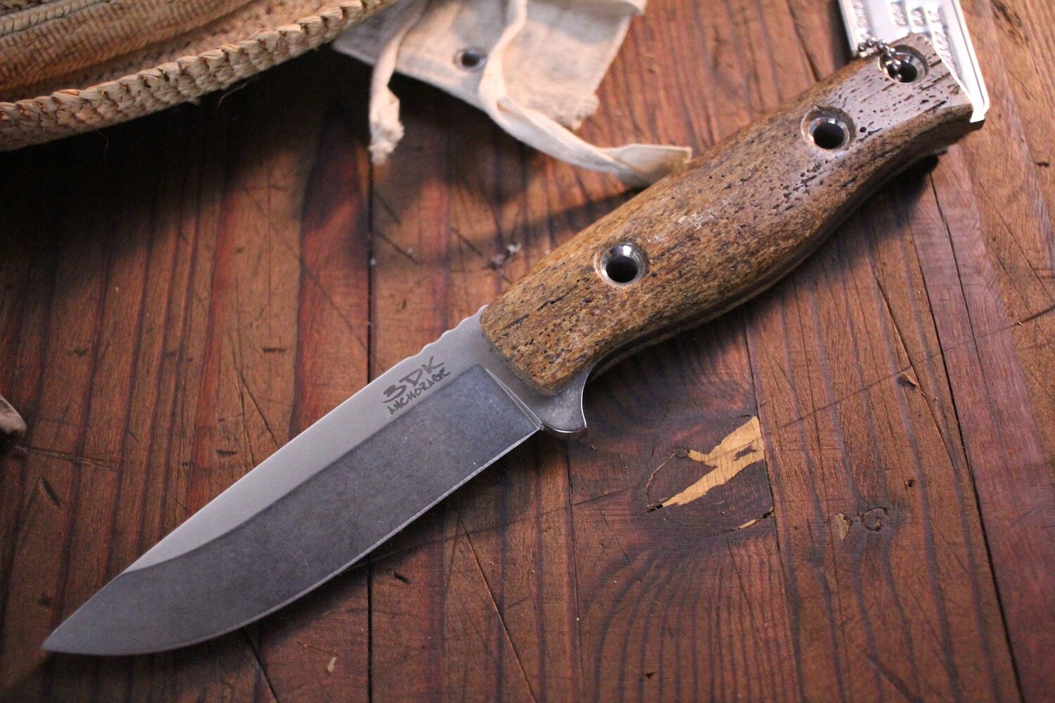 3DK MAK 4&quot; Fixed Drop Point, K110 Blade / Stellar Sea Cow Handle
