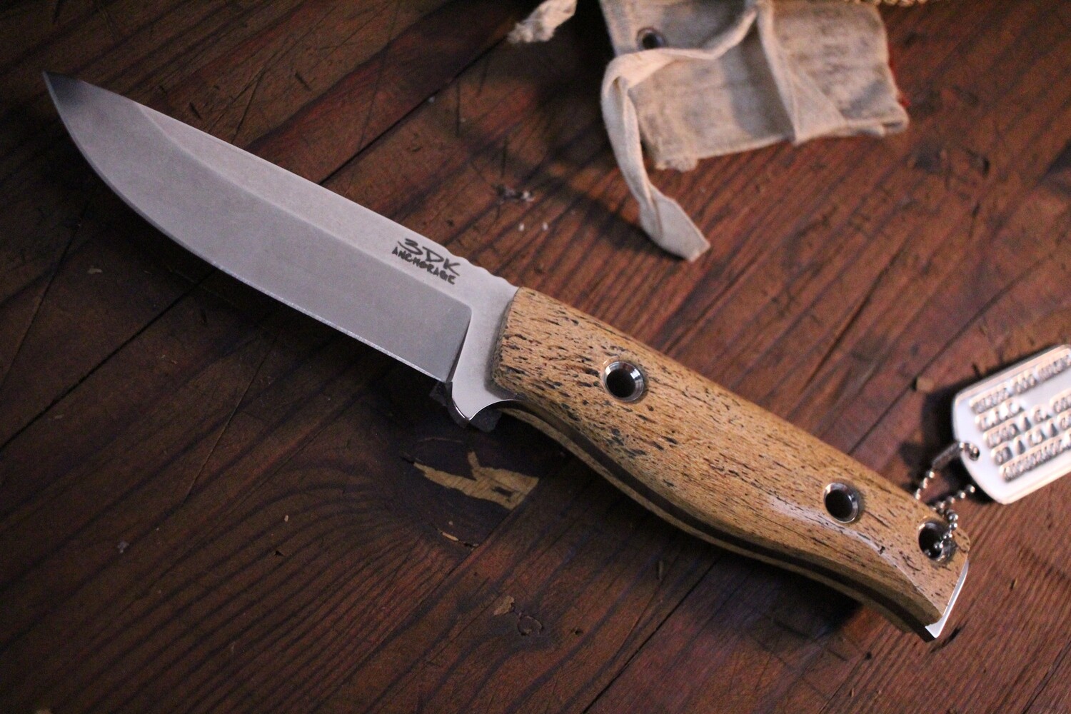 3DK MAK 4&quot; Fixed Drop Point, N690 Blade / Stellar Sea Cow Handle