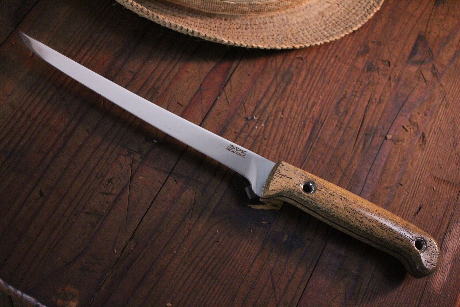 3DK Fisher 8&quot; Fillet Knife,  Stellar Sea Cow Handle