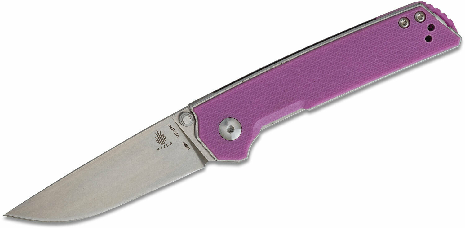 Kizer Domin 2.88&quot; Folding Knife / Purple G10 / Stonewash