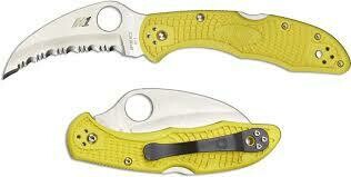 Spyderco Tasman Salt 2 2.8&quot; Lock Back Knife, Yellow FRN / Fully Serrated