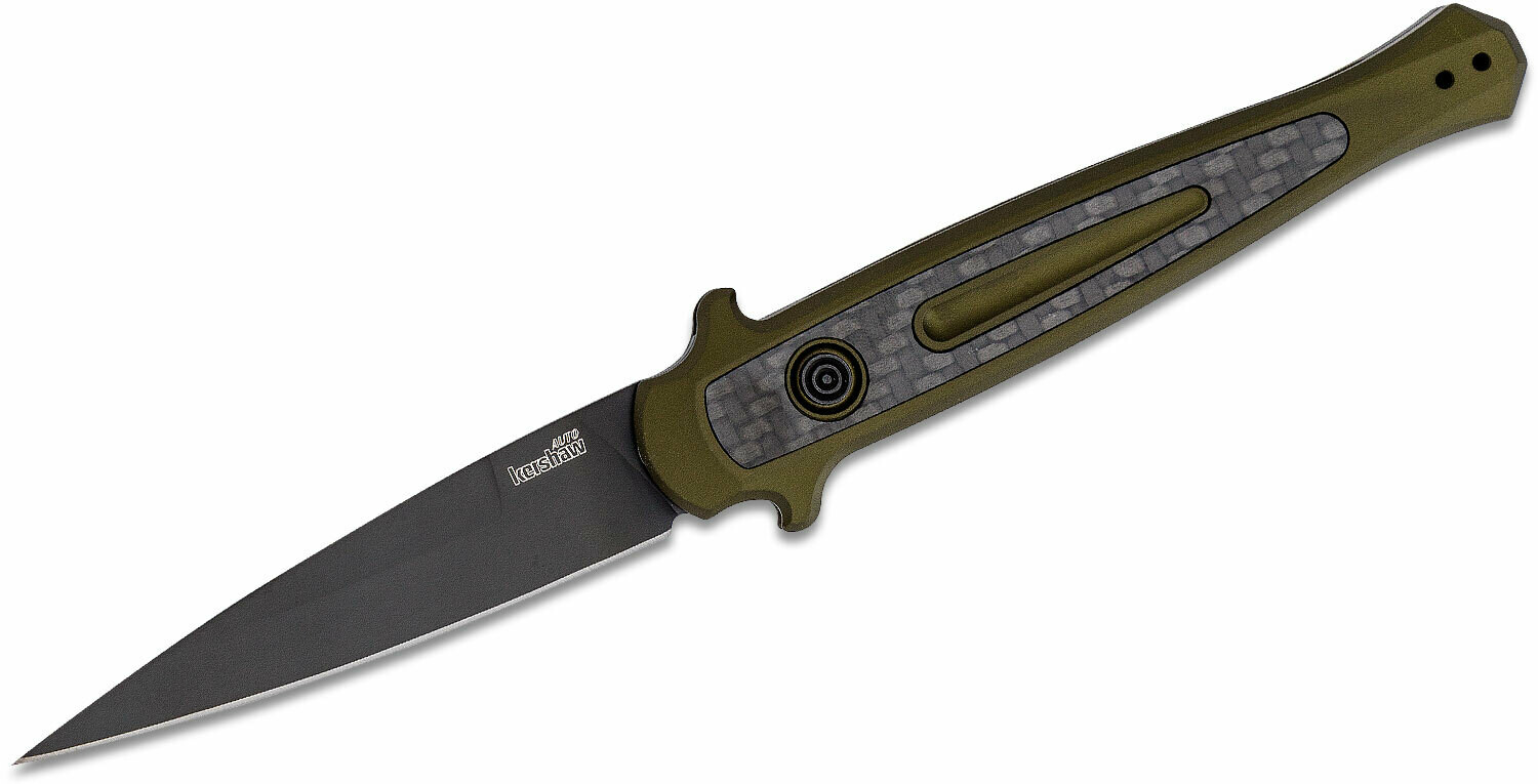 Kershaw Launch 8 3.4&quot; Automatic Knife / OD Green &amp; Carbon Fiber / Black ( Discontinued )