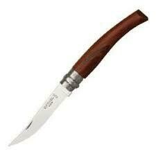 Opinel Knives No. 8 Slim 3.12"  Folding Knife, Bubinga Wood / Mirror Polished Sandvik Steel