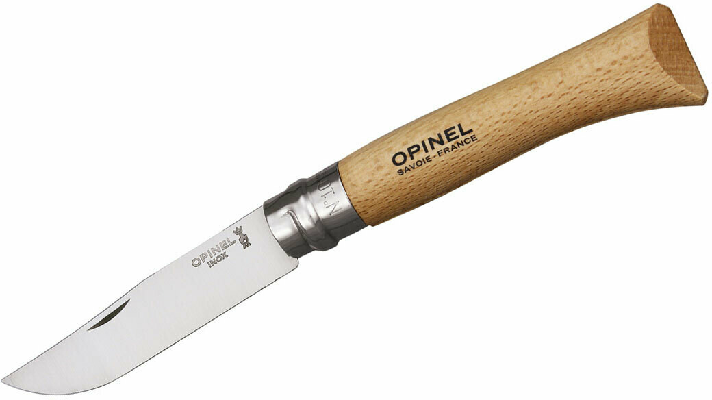 Opinel Knives No. 10 3.92&quot; Folding Knife, Beech Wood / Stainless Steel