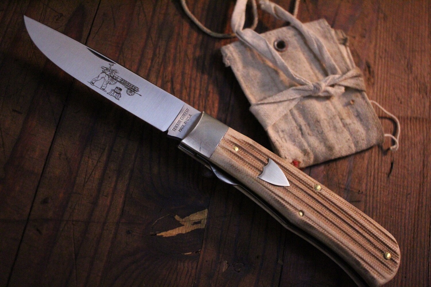 Great Eastern Cutlery  #23 Trapper 3.75&quot;  Folding Knife /  Woodland Micarta / Satin 1095 ( Pre Owned )