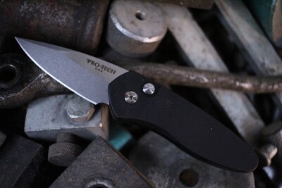 Protech Sprint 2" Automatic Knife Black, Stonewash / Black Aluminium