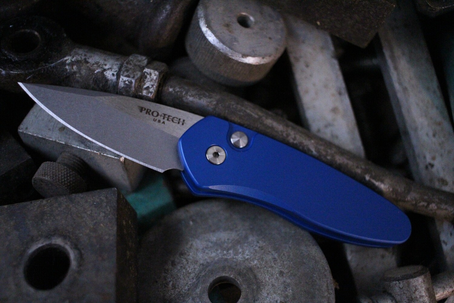 Pro-Tech Sprint 2&quot; Automatic Knife Black, Stonewash / Blue Aluminium