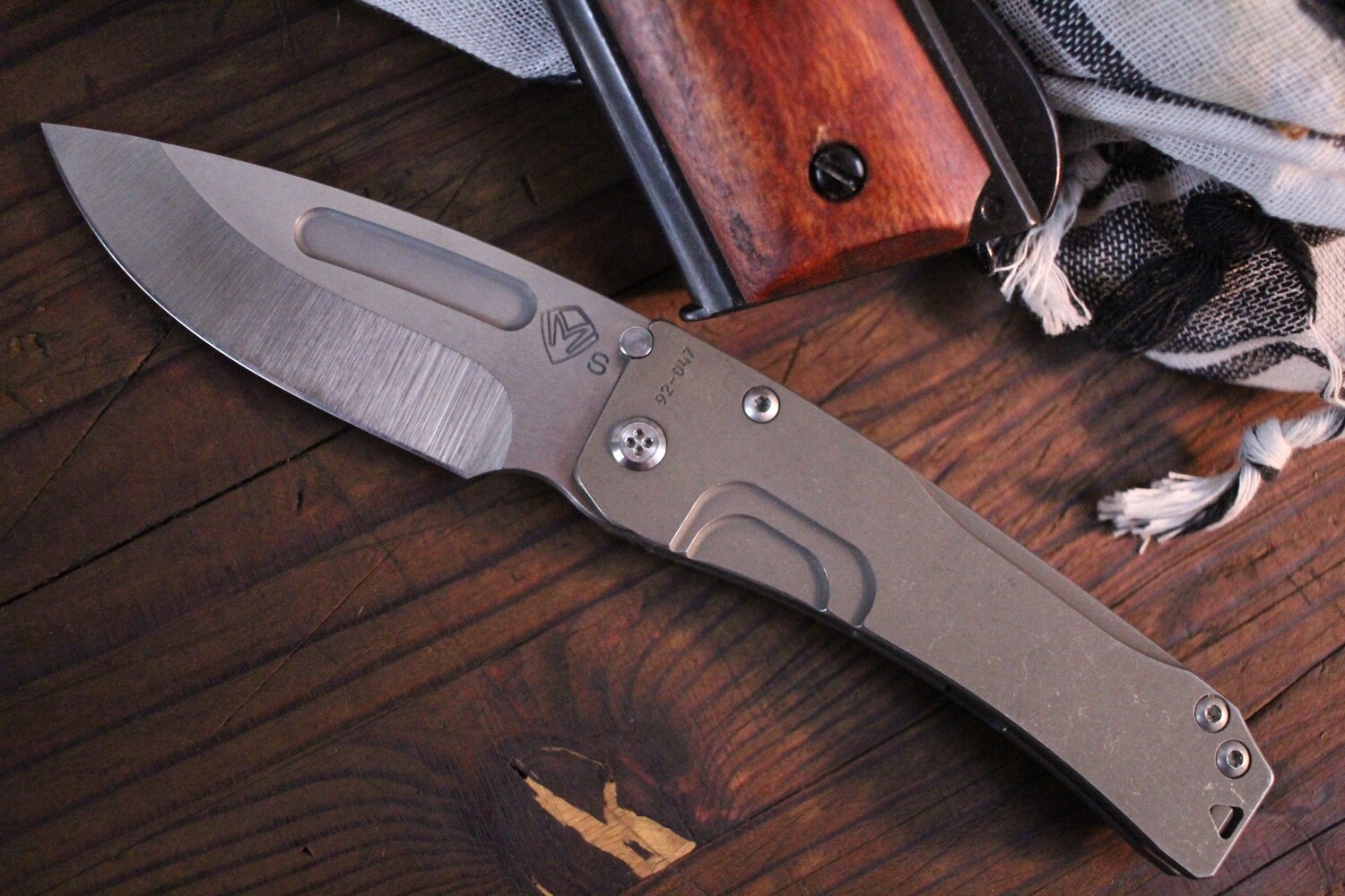 Medford Knife and Tool (MKT) Slim Midi Marauder 3.625&quot; Frame Lock Knife / Titanium / Stonewash ( Pre Owned )
