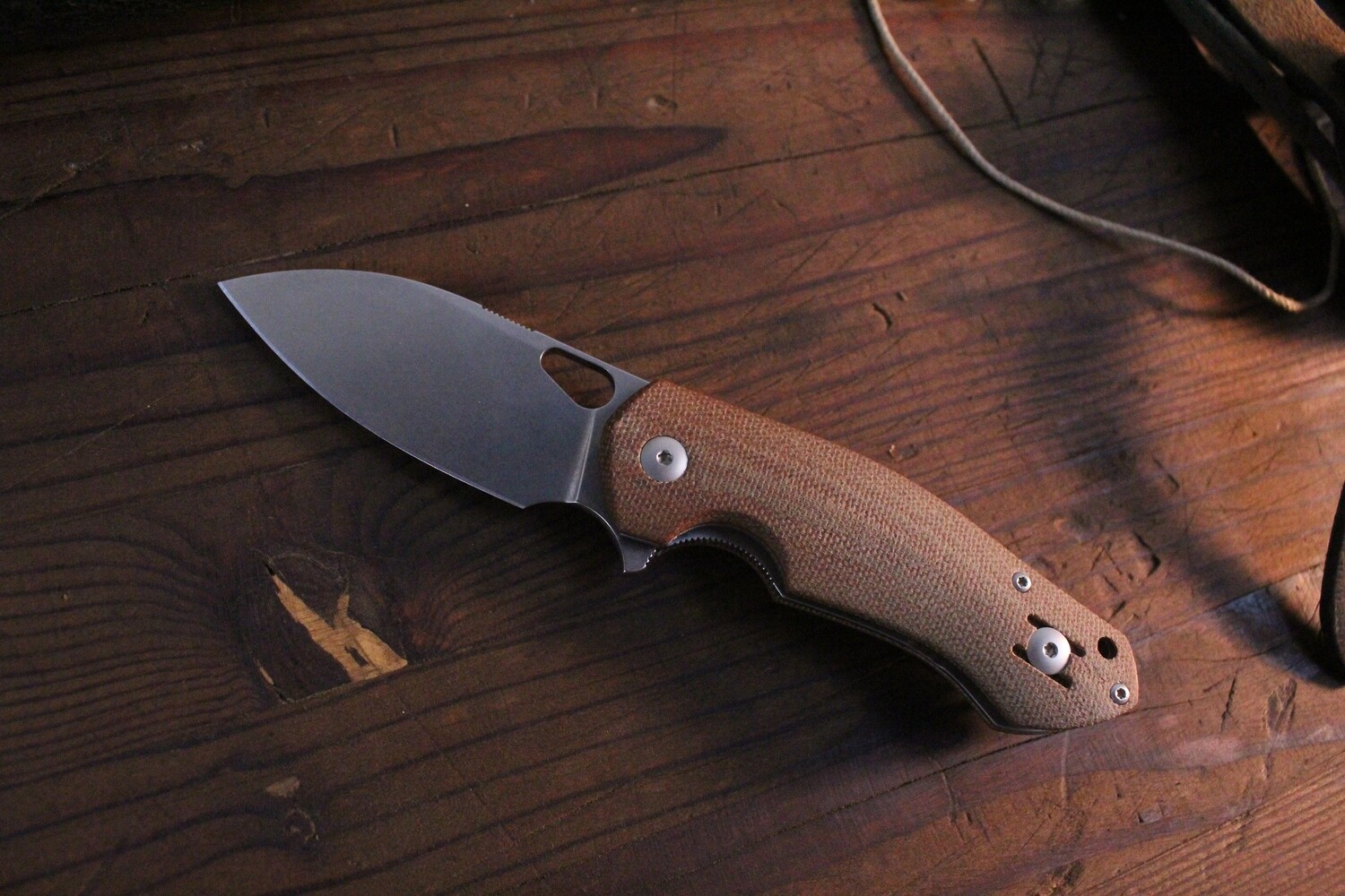 Giant Mouse ACE Biblio 2.875&quot; Folding Knife / Natural Micarta / Stonewashed M390 ( Pre Owned )