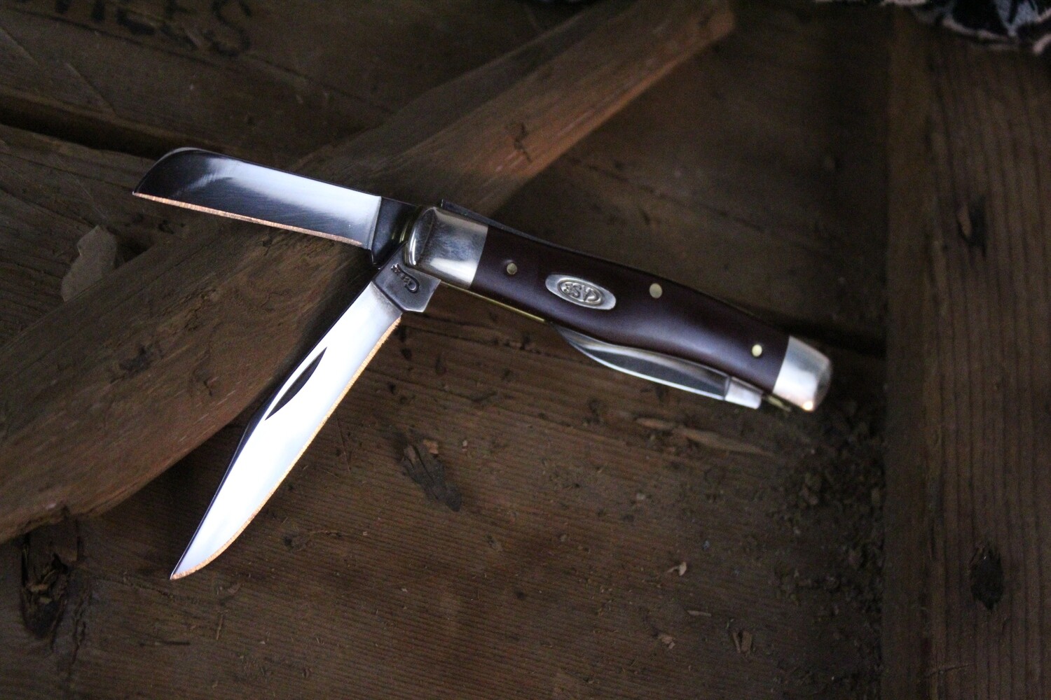 Case Knives Medium Stockman 2.62&quot; Slip joint / Stainless / Brown Synthetic Smooth ( Discontinued )