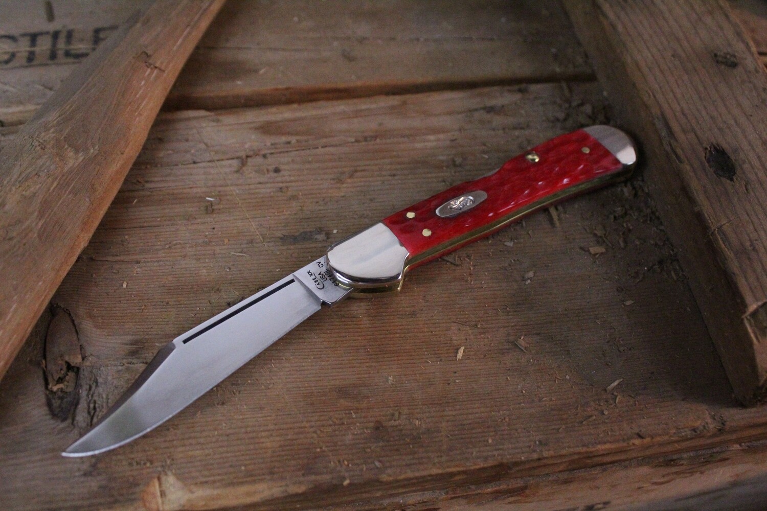 Case Mini Copperlock 3.625&quot; / Red Jigged Bone / Stainless / Lockback ( Discontinued )