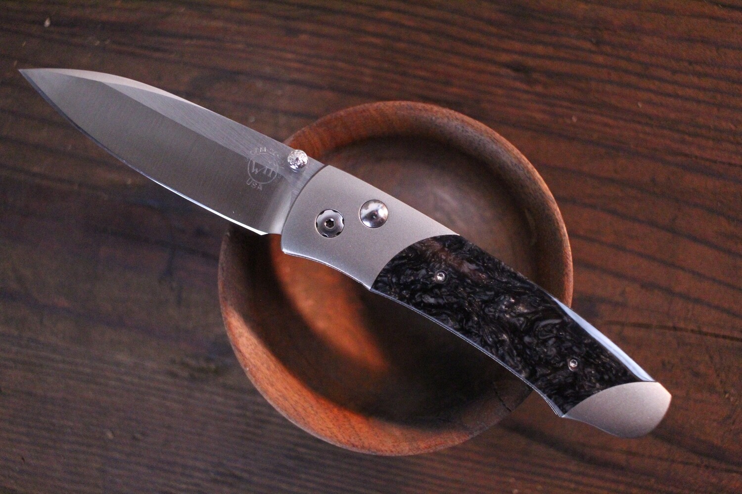 William Henry Studio A200-1 2.63&quot; Button Lock Folder / Titanium &amp; Black Kirinite /  Satin 20CV