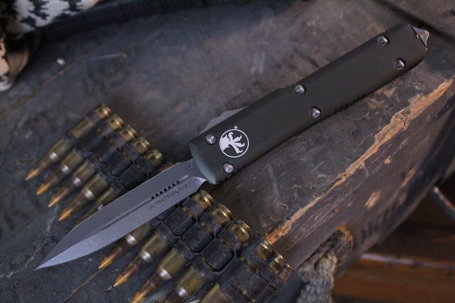 Microtech Ultratech D/E 3.4&quot; OTF Automatic Knife / OD Green / Apocalyptic