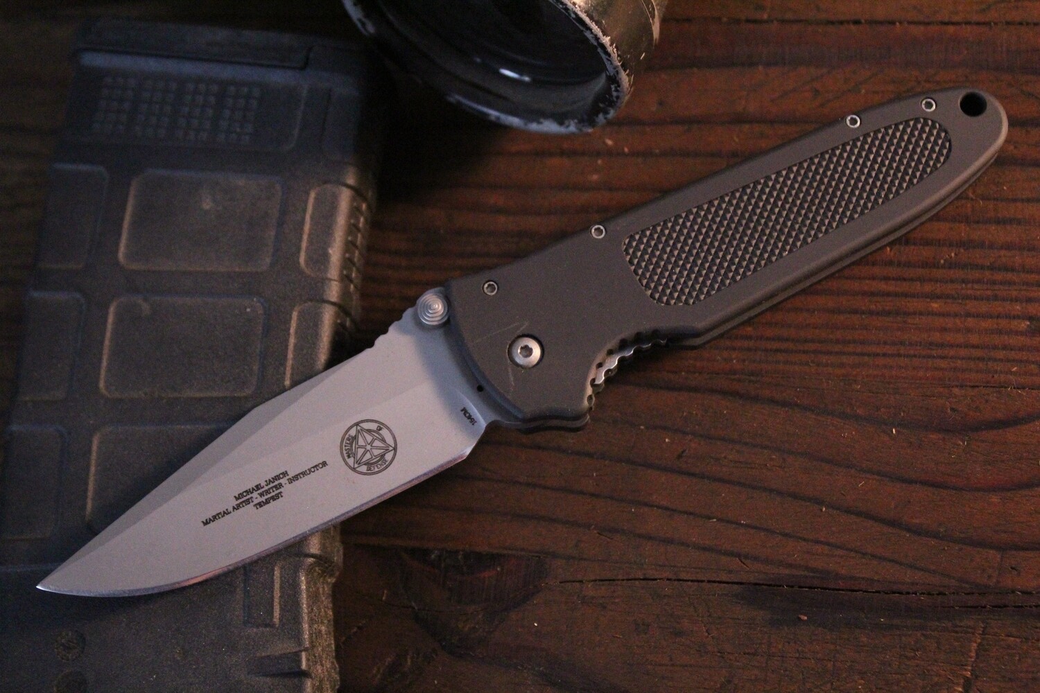 Masters of Defense Tempest 3.5&quot; Folding Knife / Black &amp; Rubber Inlay / Bead Blasted  / 154CM ( Pre Owned )