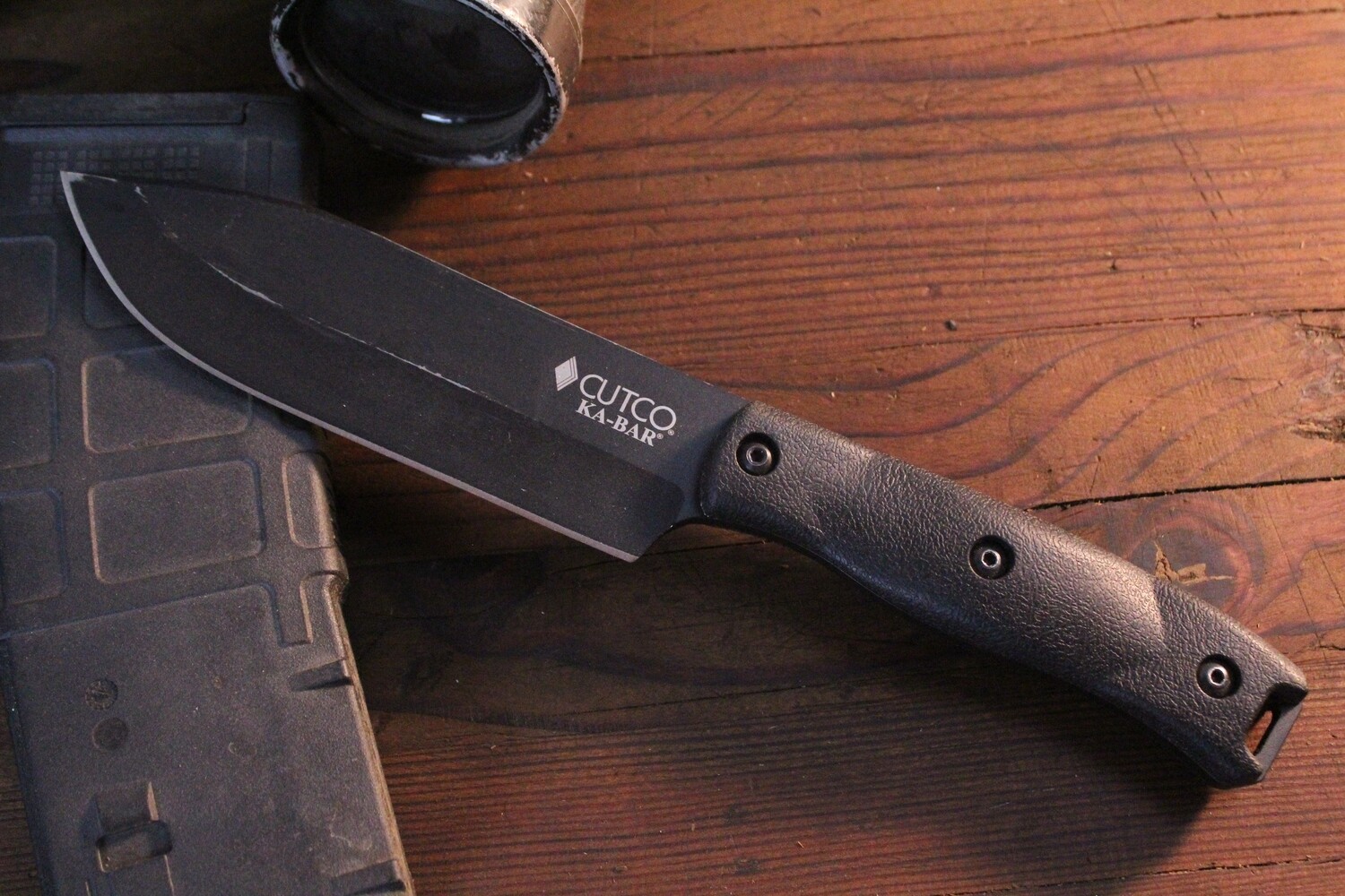 Cutco/Ka-bar Outdoorsman 5.5&quot; Fixed Blade Knife / Black GRN / Black 440A ( Pre Owned )
