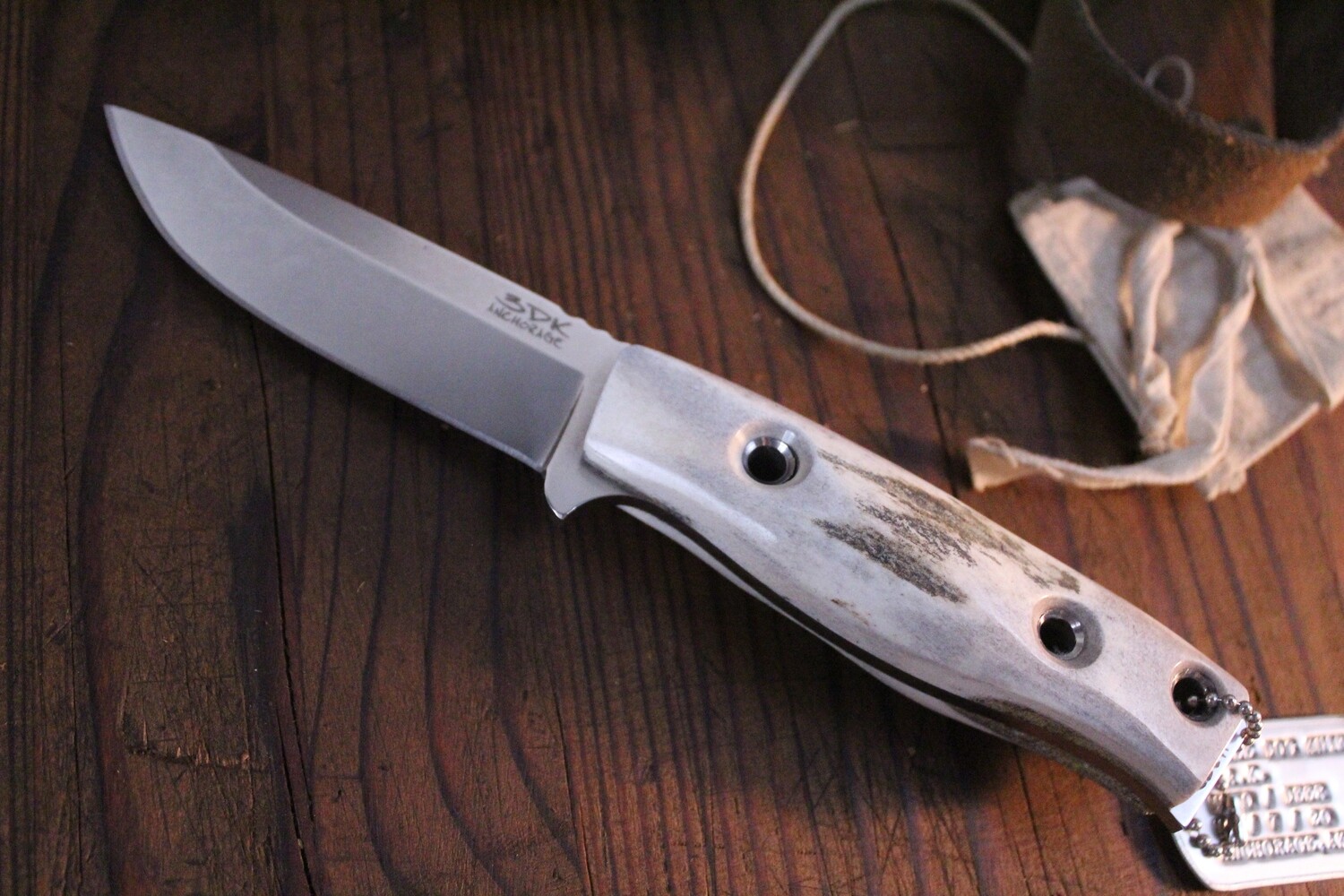 3DK MAK 4&quot; Fixed Drop Point, K110 Blade / Deer Handle