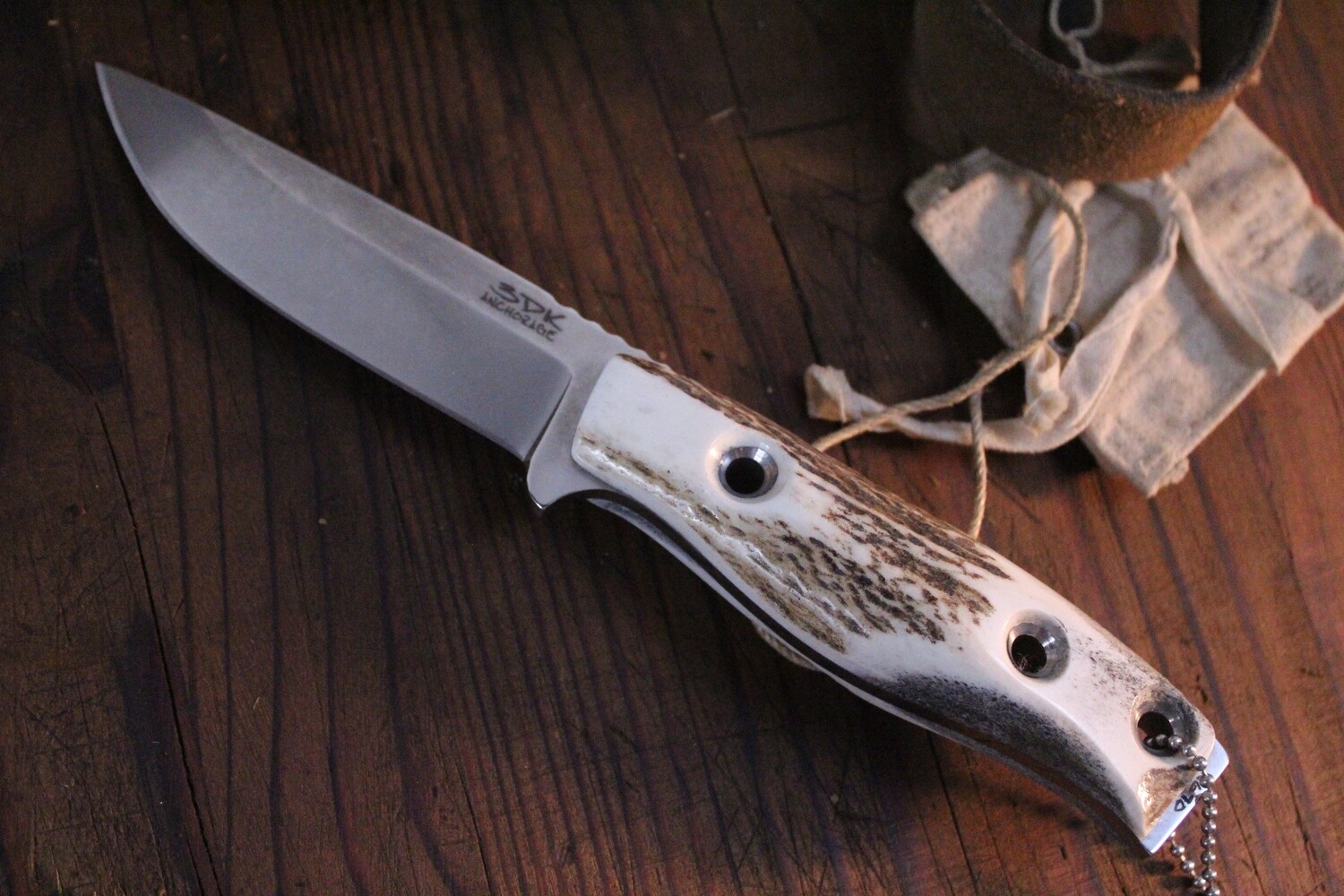 3DK MAK 4&quot; Fixed Drop Point, N690 Blade / Deer Handle
