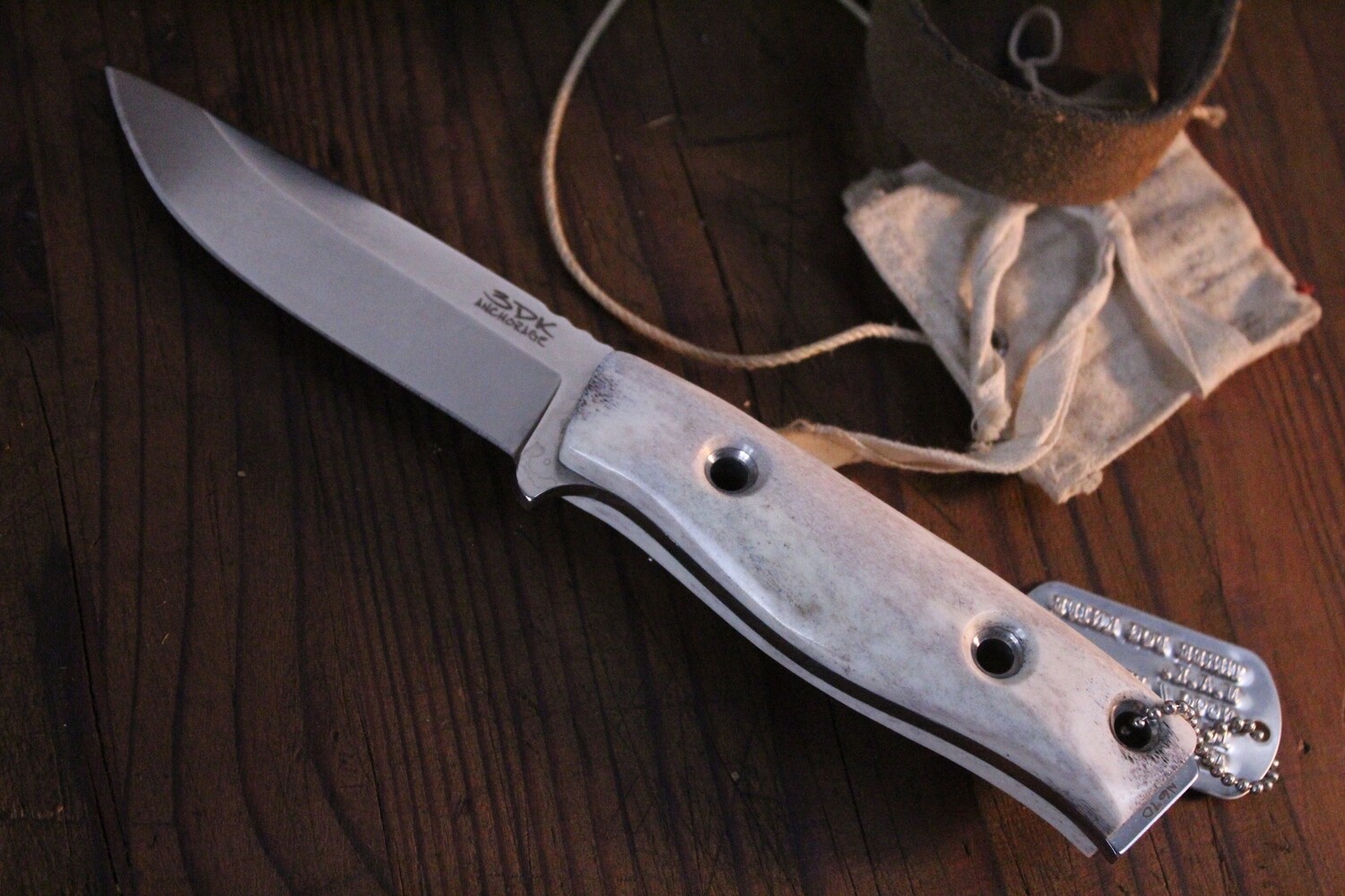 3DK MAK 4&quot; Fixed Drop Point, M390 Blade / Deer Handle
