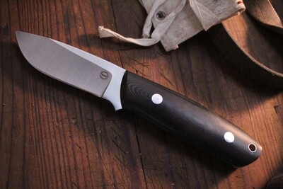 Dozier KS1 Master Skinner 3.6" Fixed Blade Knife / Black Micarta / Satin D2 / HG ( Pre Owned )