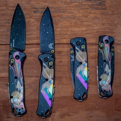 Benchmade ColorfulFilth Edition Bugout Knife / Anodized &amp; Cerakote Custom Titanium Scales / Black Star Pattern S30V