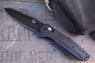 Benchmade Mini Osborne 2.9" Folding Knife / Black & Blue G10 / Black