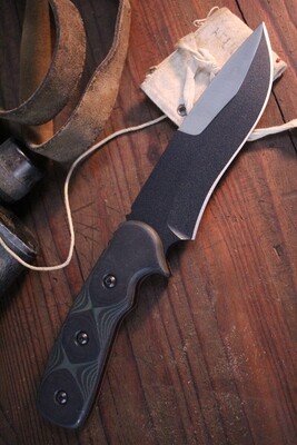 Tops Mountain Lion 5.5" Fixed Blade Knife / Black &amp; Green G10 / Two Tone 1095