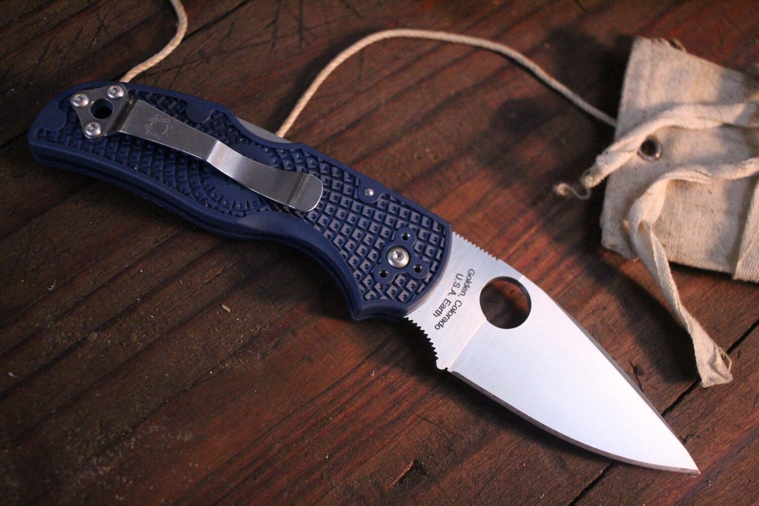 Spyderco Native 5 3&quot; Lockback Knife / Blue FRN / Satin