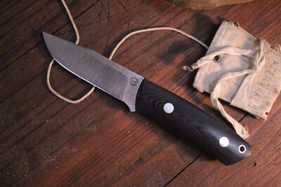 Dozier K1 General Utility 3.375&quot; Fixed Blade Knife / Black Micarta / Satin D2 / HG ( Pre Owned )