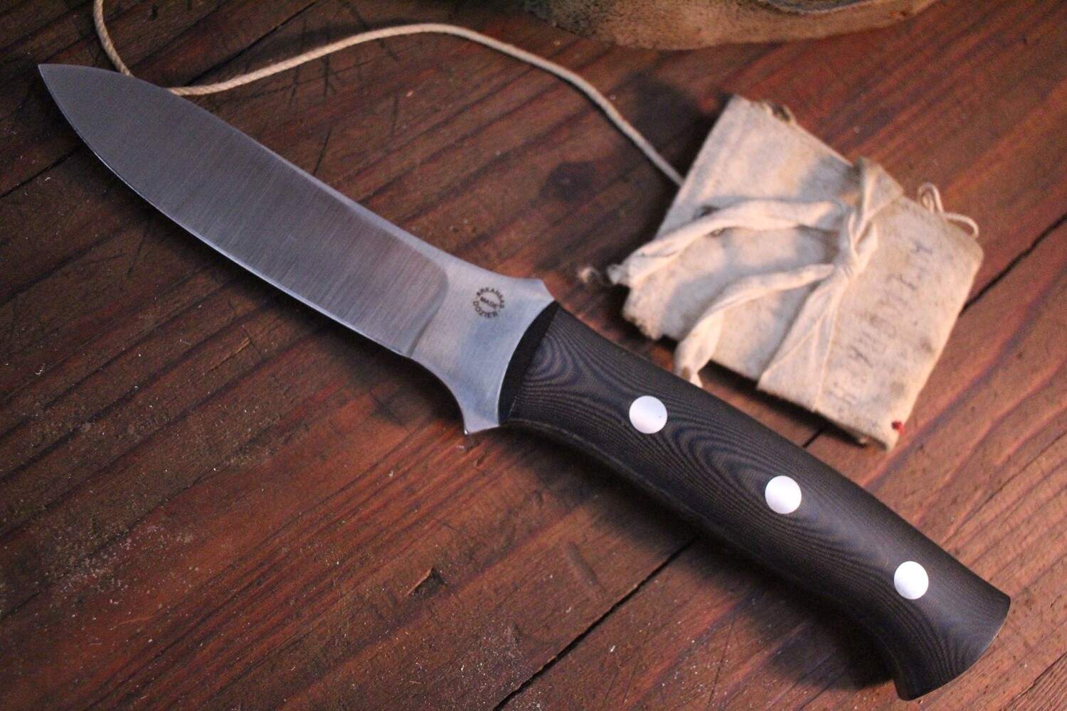 Dozier KS4 Small Elk Hunter 4.875&quot; Fixed Blade Knife / Black Micarta / Satin D2 / HG ( Pre Owned )