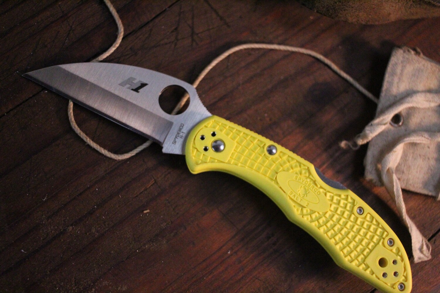 Spyderco Salt 2 Wharncliffe 2.8&quot; Lock Back Knife, Yellow FRN / Plain