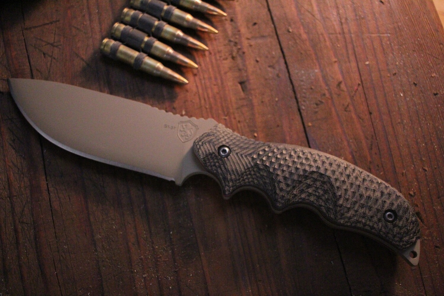 Black Heart Knife &amp; Tool Gunner 10 4.75&quot; Fixed Blade Knife / Micarta / FDE / A2 ( Pre Owned )